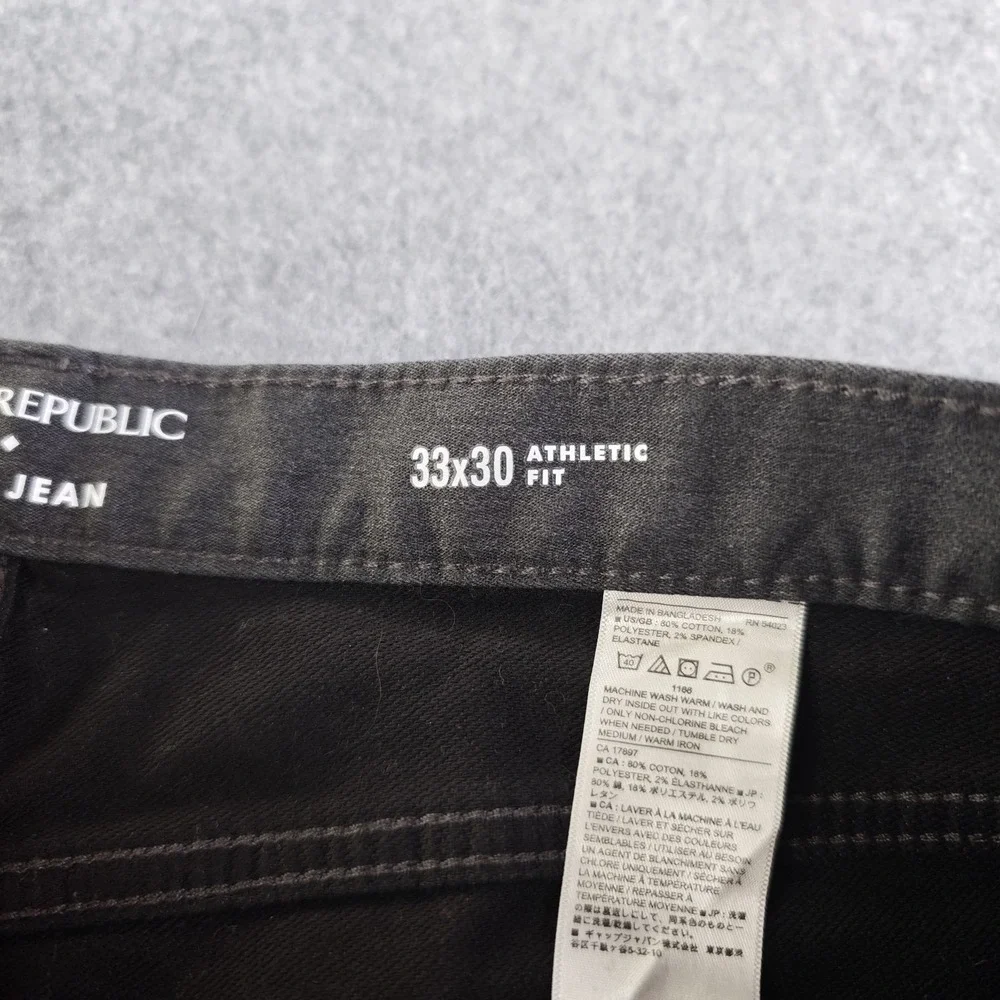 Banana Republic Traveler Jeans Mens 33x30 Athletic Fit Black Dark Gray Solid